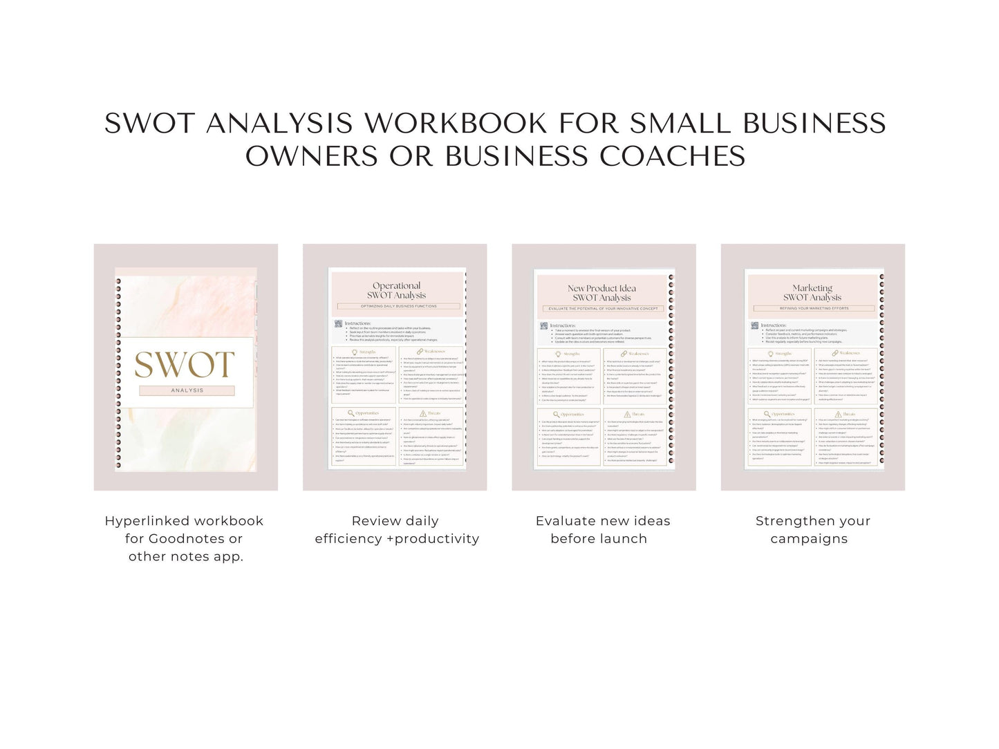 Small Business Essentials:  SWOT Analysis Workbook | Editable Canva Template |  Upload to GoodNotes or Download  Print