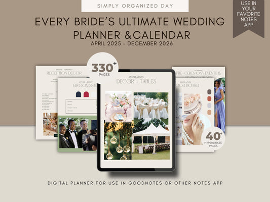 Wedding Planner & 20 Month Calendar Bundle (SAGE) for GoodNotes