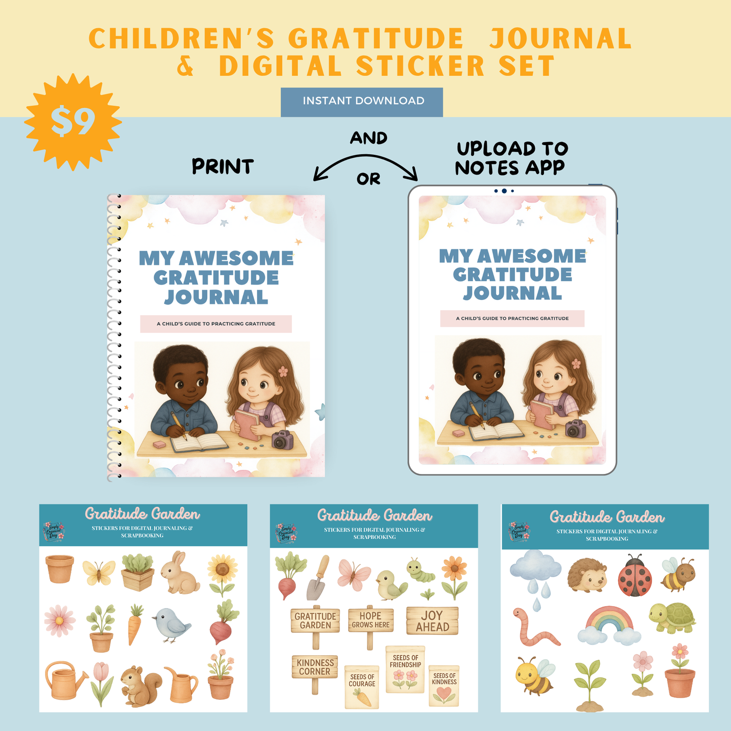 Gratitude Journal for Kids | A Child's Guide to Learning & Practicing Gratitude  (Download/Print or GoodNotes)
