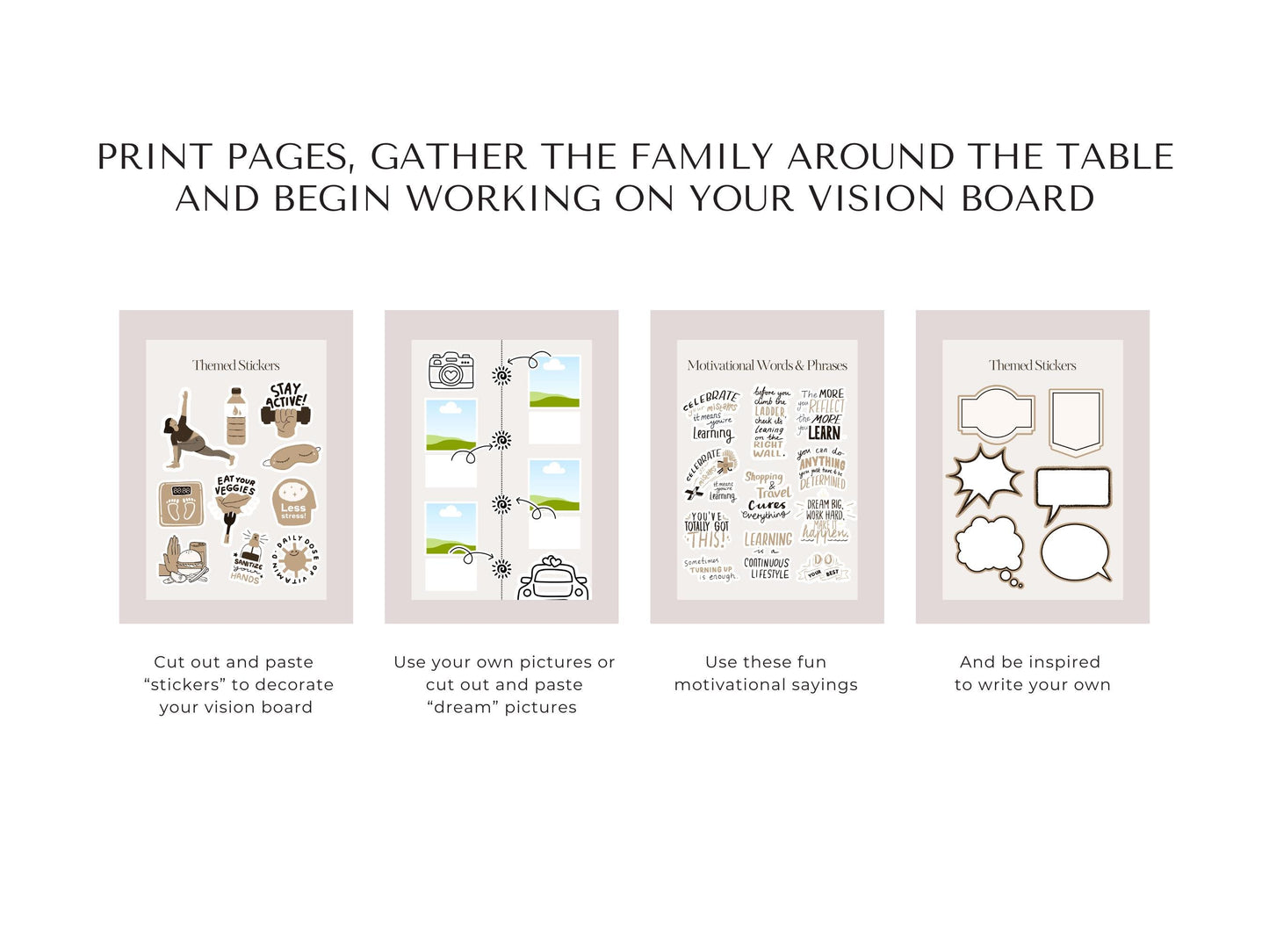 Family Vision Board Kit | 24-Page Editable & Printable PDF + Canva Template | Teach your children about goals, values and visions