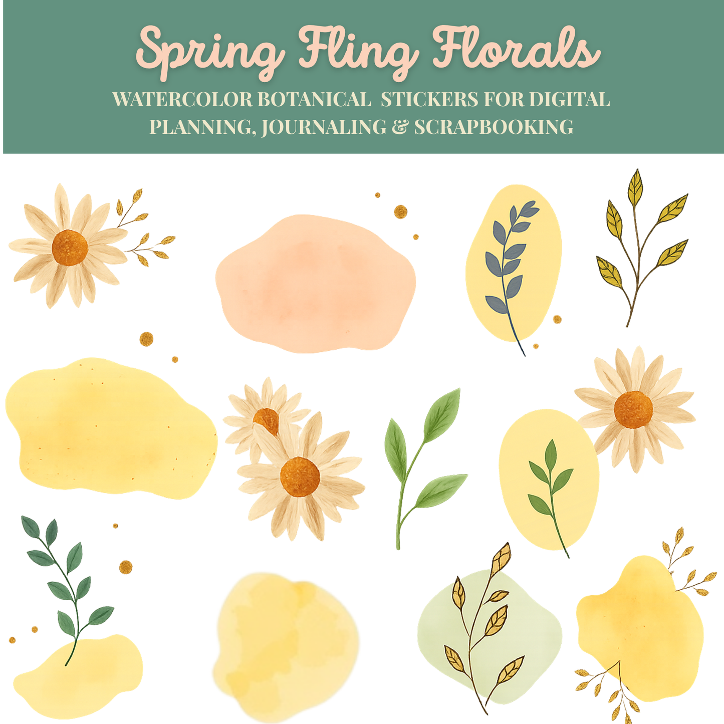 Spring Fling Florals – Watercolor Botanical Digital Sticker Pack
