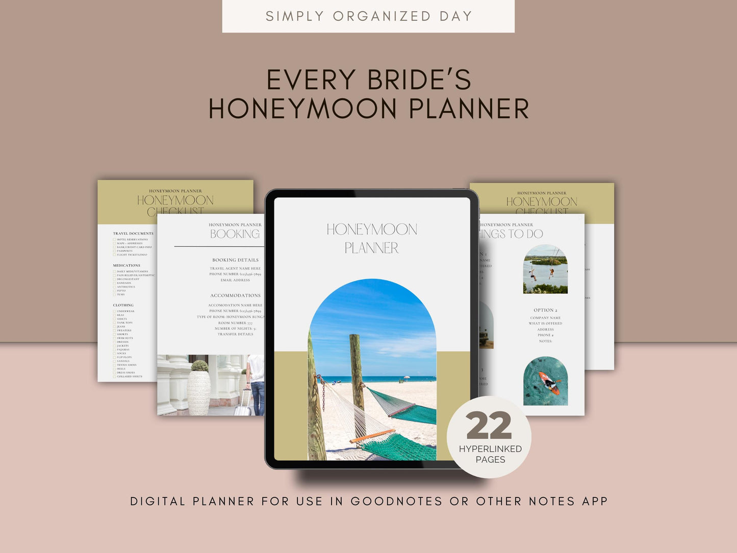 Digital Wedding Planner & 20 Month Calendar Bundle in Sage Green