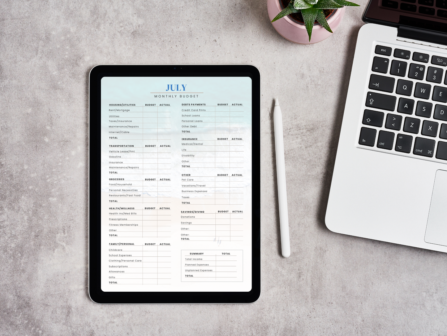 Financial Planner: Printable or Digital Budgeting System - includes digital stickers