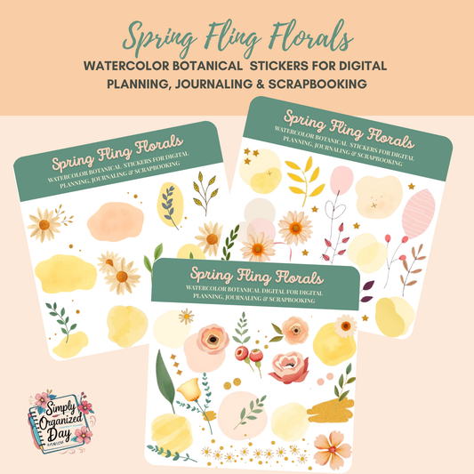 Spring Fling Florals – Watercolor Botanical Digital Sticker Pack