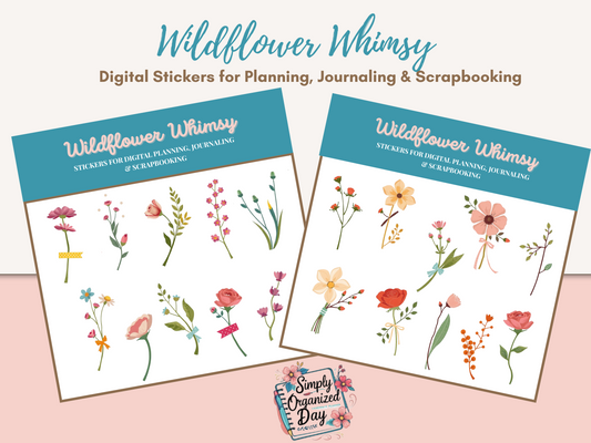 Wildflower Whimsy – Digital Stickers for Planning, Journaling & Scrapbooking