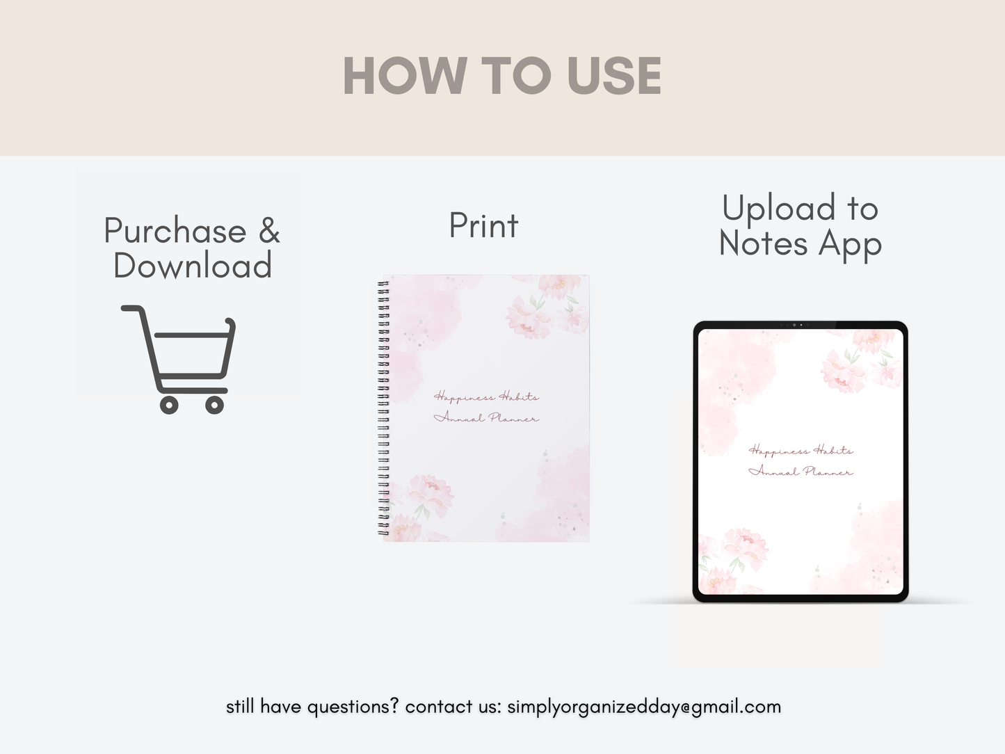 Happiness Habits Planner • Undated 12-Month Digital Planner • Daily, Weekly & Monthly Pages • Printable + Goodnotes + reMarkable
