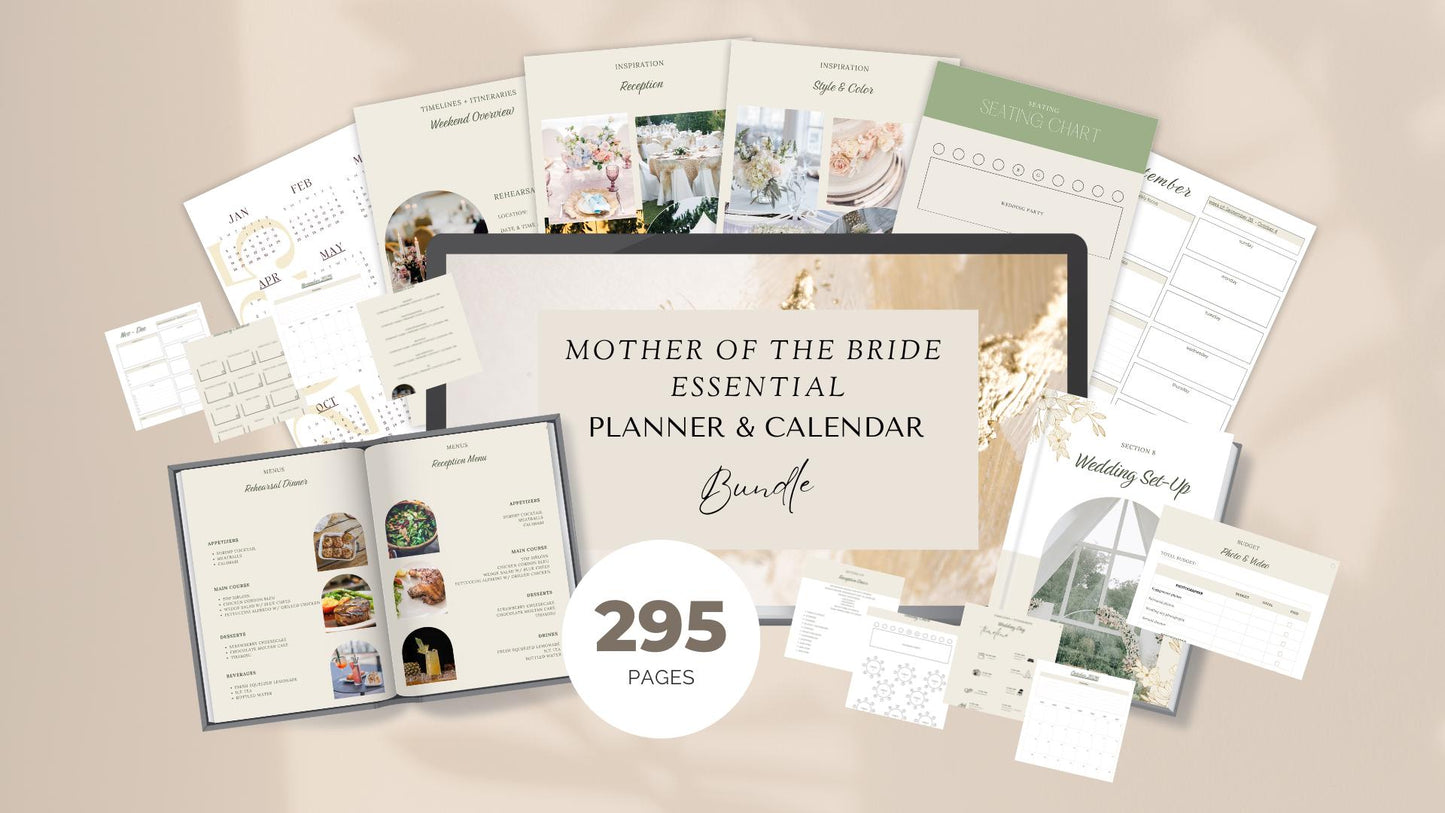Mother of the Bride Wedding Planner, Journal & Calendar Bundle for GoodNotes