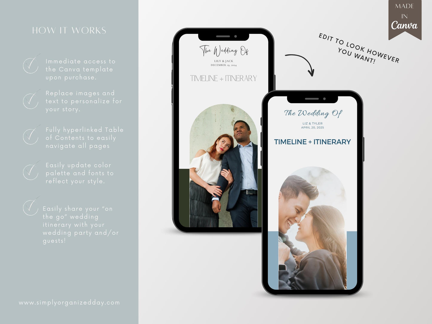 Digital Wedding Planner & 20 Month Calendar Bundle in Sage Green