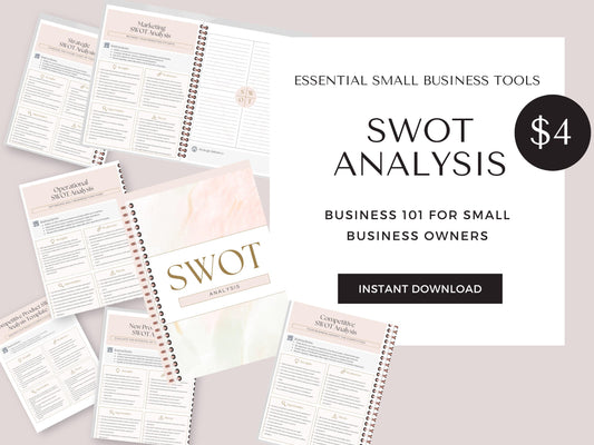 Small Business Essentials:  SWOT Analysis Workbook | Editable Canva Template |  Upload to GoodNotes or Download  Print