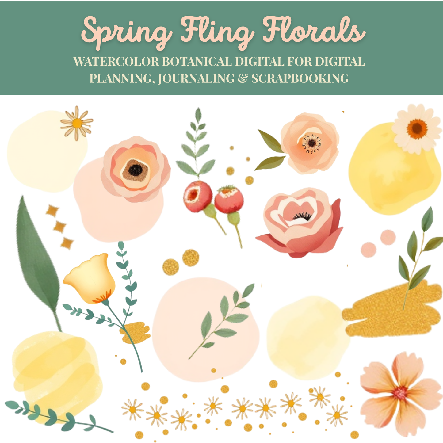 Spring Fling Florals – Watercolor Botanical Digital Sticker Pack