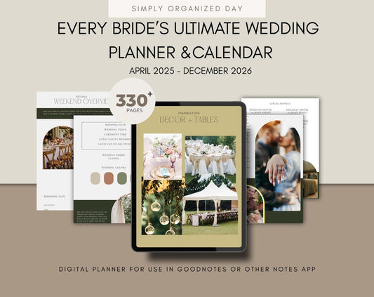Goodnotes Wedding Planner & 20 Month Calendar Bundle (Sage)
